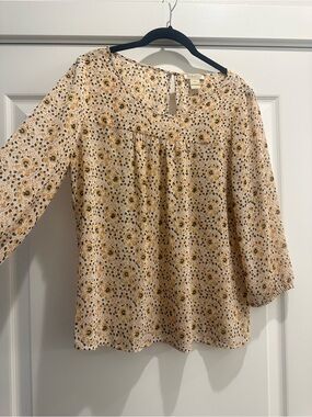 Lucky Brand Yellow Floral Peasant Top
